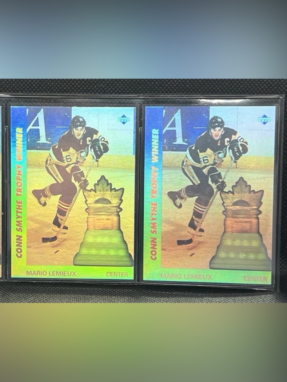 Rare Holographic Upper Deck 90-91 Playoff MVP AW9: Super Star Mario Lemieux